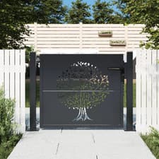 Image of Garden Gate Anthracite Galv Steel 105x80cm Lockable Laser-Cut Posts 104-106cm 3K