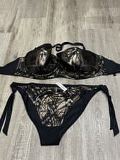 Image of Ann Summers Azores Black & Gold Bikini Top & Bottoms Size 40H 24 *In Stock*