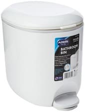 Image of Addis 518503 Premium Deluxe Bathroom Pedal Bin with inner 3.5 litre White Grey