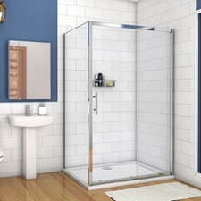 Image of Bathroom Sliding Door Shower Enclosure Side Panel and Tray 5mm Glass Cubicle B8