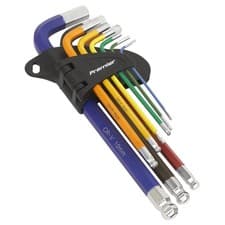 Image of Sealey AK7190 9 Piece Colour Coded Ball End Hexagon Key Set 1.5-10mm Long