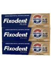 Image of Fixodent Plus Premium Adhesive Cream Dual Power,Best Hold 40g X 3