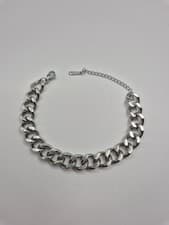 Image of NEW SILVER TONE S.STEEL CURB LINK ADJUSTABLE BRACELET, NON-FADING,