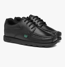 Image of Kickers Fragma Lace 4 Eyelet Leather Boy's School Shoes - Black, UK 3