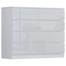 Image of High Gloss Chest of Drawers Tall Wide 8 Drawer Bedroom Furniture Cabinet