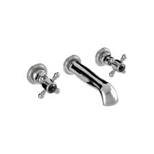 Image of Traditional Wall Mounted Basin Mixer Tap Chrome Crosshead Ceramic Valve WRAS