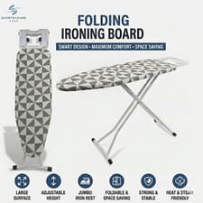 Image of Ironing Board Folding Adjustable Height Steam Rest Compact 110x30cm Home