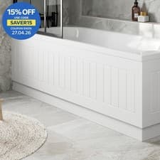 Image of Modern Front Bath Side Panel Tongue & Groove White MDF 1700mm Adjustable Plinth