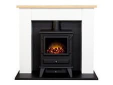 Image of Adam Chester Fireplace Pure White + Hudson Electric Stove Black, 39"