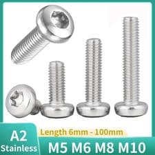 Image of TX Torx Button Head Machine Screws Bolts A2 Stainless Steel M5 M6 M8 M10 ISO7380