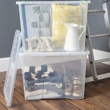 Image of Wham Crystal Storage Box Clear Lid 80L 5 Pack