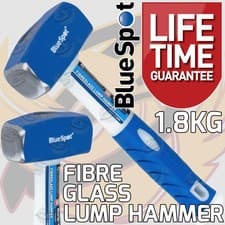 Image of Lump Hammer 4lbs / 1.8kg Fibreglass Handle Hardened Steel Lump Hammer Club HD