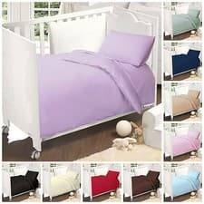 Image of Cot Bed Fitted Sheet Polycotton 70 x 140 cm Plain Colour Toddler Junior Mattress