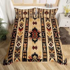 Image of Wood Southwestern Duvet Cover Geometric Bedding Set Tribal Native ...
