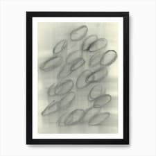 Image of charcoal drawing abstract oval circ Framed Wall Art Poster Canvas Print Picture