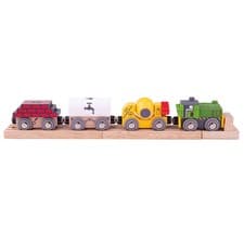 Image of Bigjigs Rail Construction Engine & Carriages, Wooden Train Set Accessories