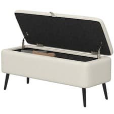 Image of HOMCOM Storage Ottoman Linen Fabric Bench with Flip Top for Living Room