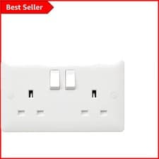 Image of Stylish MK 13A 2G Switched Socket - White, Durable Plastic with 20-