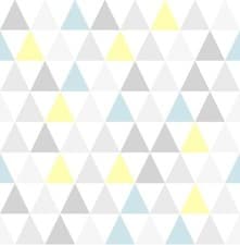 Image of Superfresco Tarek Geometric Triangle Wallpaper Yellow Blue Grey 32-829