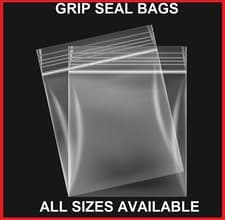Image of GRIP SEAL BAGS Self Resealable Clear Polythene Poly Plastic Zip Lock All Sizes