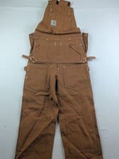 Image of NOS Carhartt Duck Canvas Unlined Bibs 28x34 66FB Pre R28 Style w/Nail Apron USA