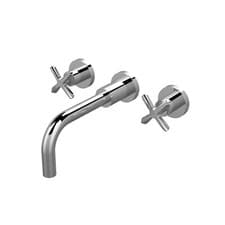 Image of Nuie Aztec Wall Mounted 3 Tap Hole Basin Mixer Tap Swivel Spout Modern Bathroom