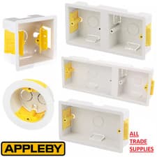 Image of APPLEBY DRY LINING BACK BOX Plasterboard SINGLE DOUBLE Round 1G 2G 35mm 47mm