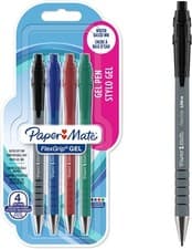 Image of Paper Mate FlexGrip Gel Pens 0.7mm Medium Point 4-Color Set Black/Blue/Red/Green
