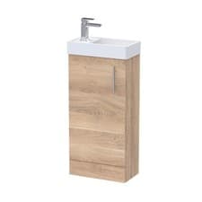 Image of Nuie 400mm Compact Basin Vanity Unit & Sink 1 Tap Hole Bleached Oak Cupboard