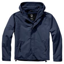 Image of Brandit Windbreaker Front Zip Mens Hooded Water repellent Outdoor Hiking Navy