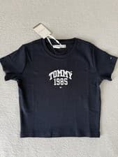 Image of Tommy Hilfiger  Teen Girls Blue Cotton Logo T-Shirt  Size: 12 year RRP £30