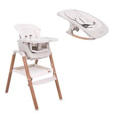 Image of Tutti Bambini Nova Complete Set Ecru Walnut Highchair Rocker Booster Seat Comfy