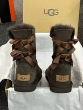 Image of UGG Classic Burnt Cedar Double Ribbon Bailey Bow II Womens Boots Sheepskin US4-9