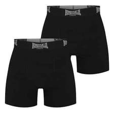 Image of MENS BLACK 2 PACK LONSDALE BOXER SHORTS TRUNKS UNDERWEAR SIZES S -4XL