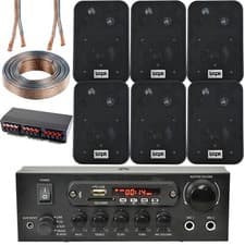 Image of Bluetooth Wall Speaker Kit 3 Zone Stereo Amp 6x 3.5" Black Wall Background Music