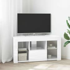 Image of Corner LED TV Cabinet High gloss White 104 x 40 x 50 cm vidaXL