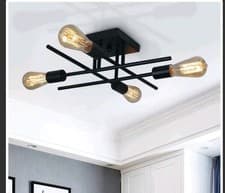 Image of TOZING 16 In. Black Farmhouse Semi-Flush Mount Ceiling Light Fixtures Modern