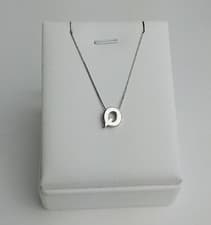 Image of 925 Silver Initial Q Alphabets Necklace Sterling Silver 18" Free Gift Box