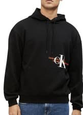 Image of RRP £159 Calvin Klein Urban Graphic Logo Hoodie Pullover Black Size S Oversized 