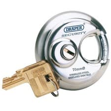 Image of Draper Stainless Steel Padlock and 2 Keys, 70mm Diameter Stock No:64209