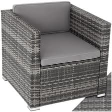 Image of Garden Furniture Armchair Rattan Decking Chair Set Outdoor Patio Seat Cushions