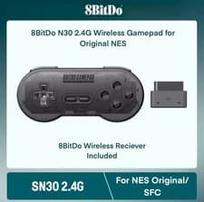 Image of 8BitDo SN30 2.4G Wireless Gamepad Black for Original SNES + Receiver Boxed New