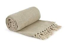Image of 100% COTTON WOVEN HERRINGBONE FRINGED SOFA BED BLANKET THROWS TWEED SOFT MODERN