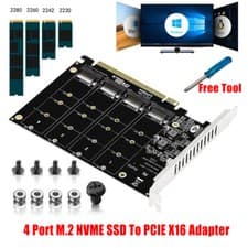 Image of M.2 NVME SSD To PCIE X16 Adapter 4 Port NVMe To PCI-e Host Controller