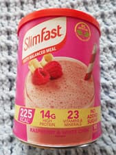 Image of Slimfast Powder Tin Raspberry White Chocolate 365G 10 Servings Best before 4/25