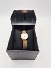 Image of WOMEN'S CALVIN KLEIN 'MINIMAL' WHITE DIAL ROSE STRAP WRISTWATCH - K3M23626