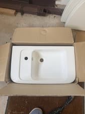 Image of Modern Space-Saving Bathroom Basin - 67x39cm - White Ceramic (With Box)