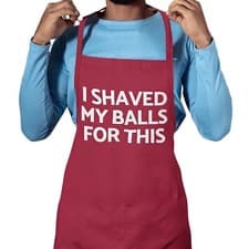 Image of Funny Rude Apron BBQ Grill Novelty Man Adult Chef Joke Shaved My Balls For This