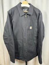 Image of Carhartt Loose Fit Washed Duck Sherpa Lined Field Jacket Mens L Black Workwear