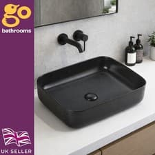 Image of Modern Black Ceramic Countertop Basin 51cm Rectangular Bathroom Sink
